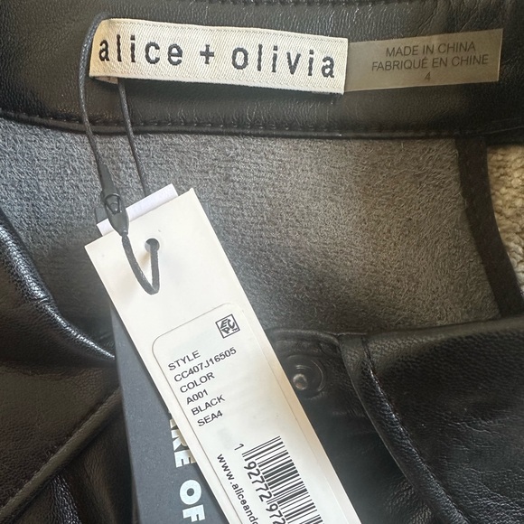 Alice + Olivia Black Faux Leather Halter Mini Dress - Picture 2 of 5